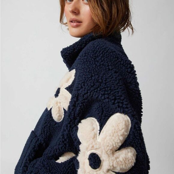 Blank NYC Black and Cream Teddy Bomber Jacket - Picture 2 of 5